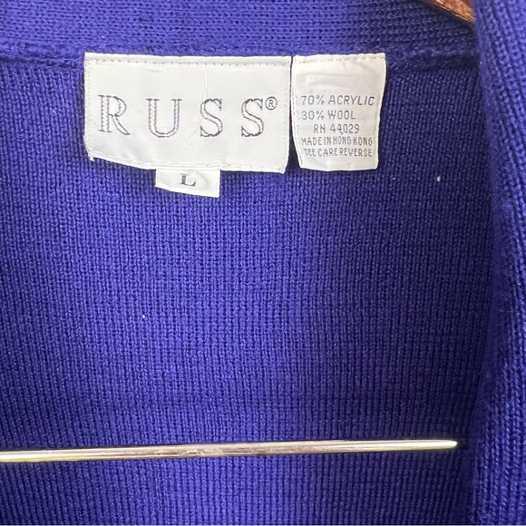 Vintage Russ Indigo/Purple Sweater Vest – 1980s Double-Breasted – Size L - Picture 7 of 12
